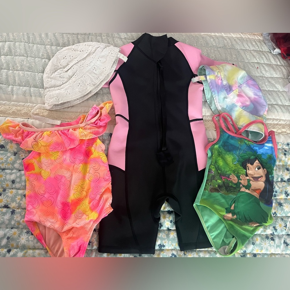 Swim suit and sun hat 5pc bundle 3T